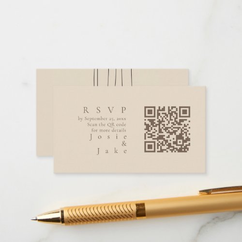 Minimalist Muted Tones Flowers RSVP with QR Code Enclosure Card