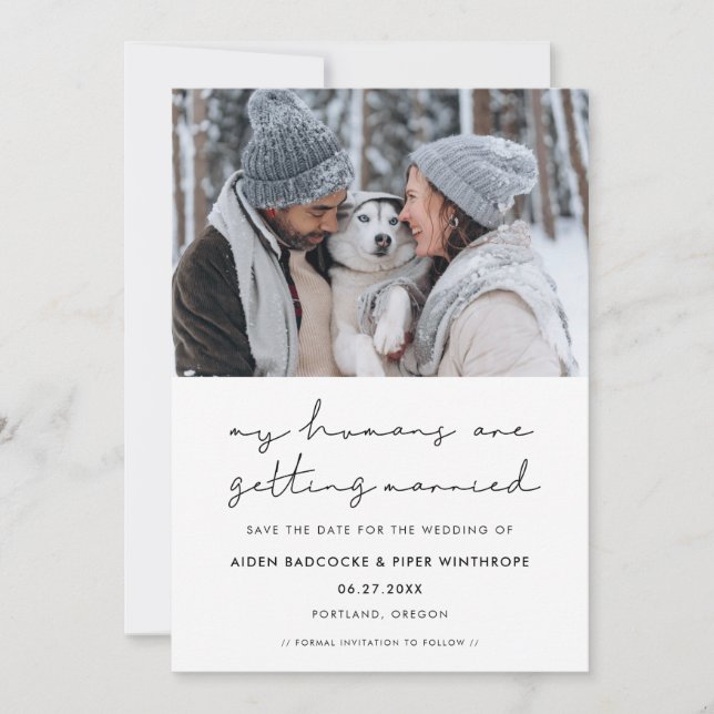 Minimalist My humans are getting married photo Save The Date (Front)