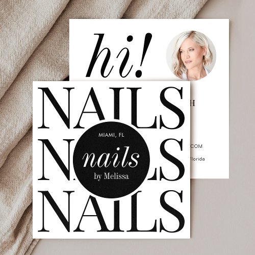 Minimalist Nail Artist Salon Manicure Modern Photo Square Business Card