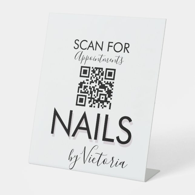 Minimalist Nail Salon Appointments QR Code   Pedestal Sign (Front)