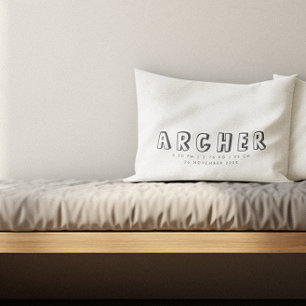 Minimalist Name Birth Stats Accent Pillow