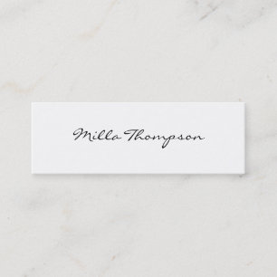 minimalist name & contact number white mini business card