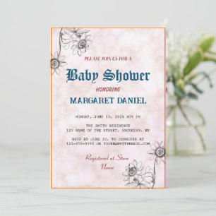 Minimalist Name Customize White Marble Baby Shower Invitation