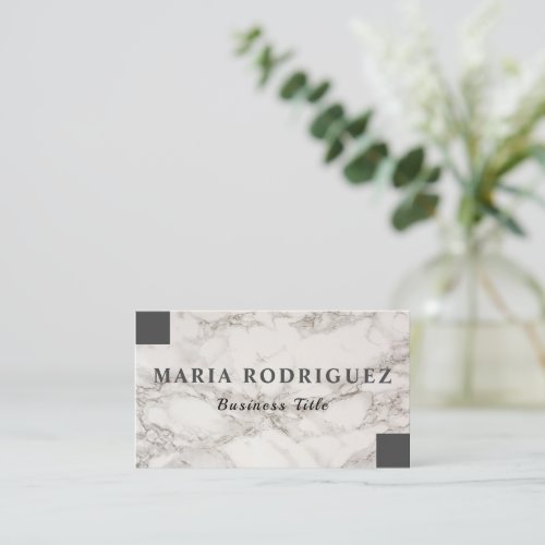 Minimalist Name Customize White Marble QR Code Business Card