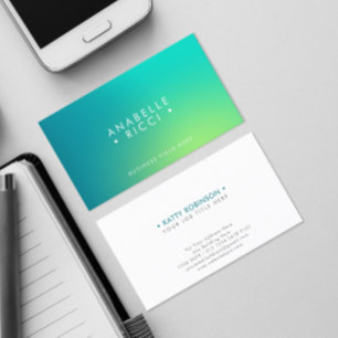 Minimalist Name Gradient Tosca and Yellow Business Card