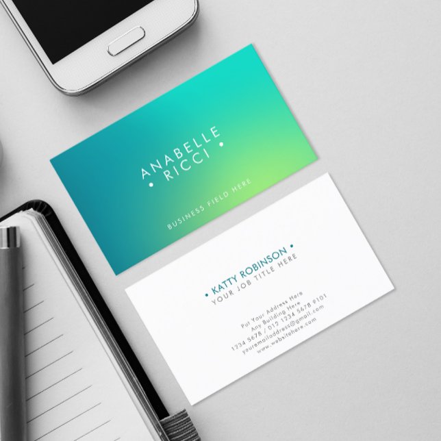 Minimalist Name | Gradient | Tosca and Yellow Business Card (Creator Uploaded)