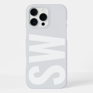 Minimalist Name Initial Gray White Custom Monogram iPhone 16 Pro Max Case