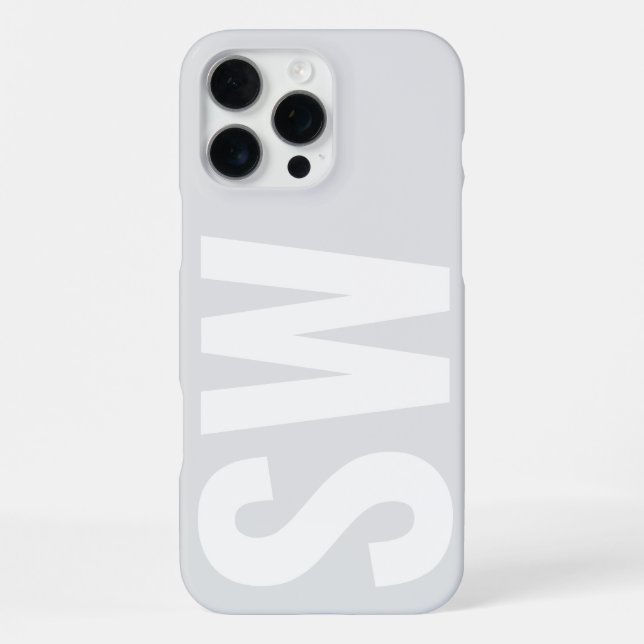 Minimalist Name Initial Gray White Custom Monogram Iphone Case (Back)