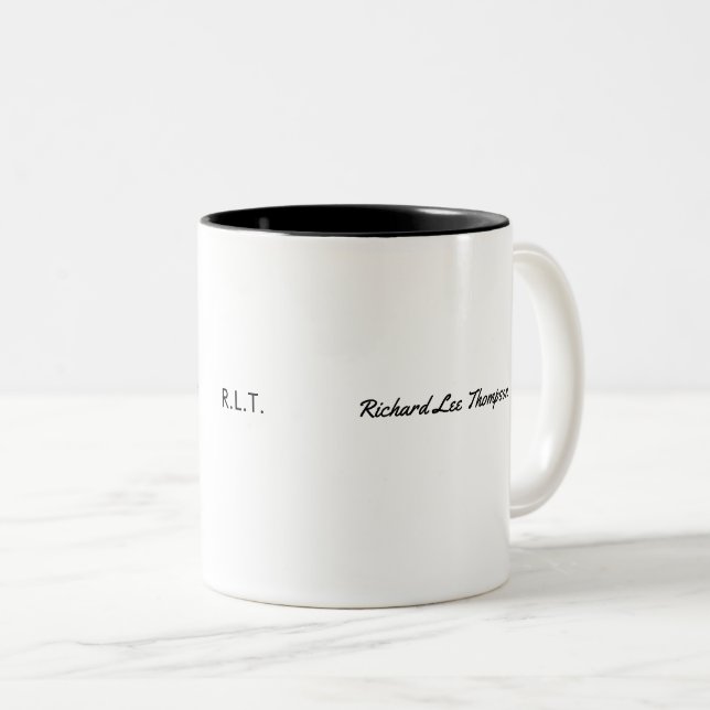 minimalist name & initials modern style b/w Two-Tone coffee mug (Front Right)