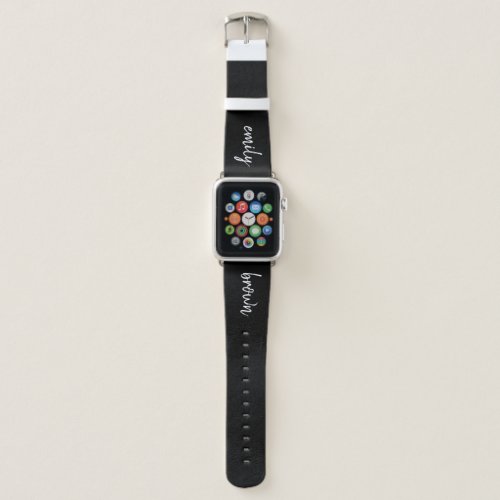 Minimalist Name | Modern Black Stylish Script Apple Watch Band