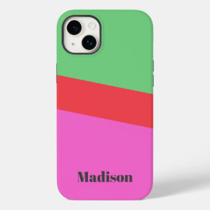Minimalist Name Neon ColorBlock Pink and Green Case-Mate iPhone 14 Plus Case
