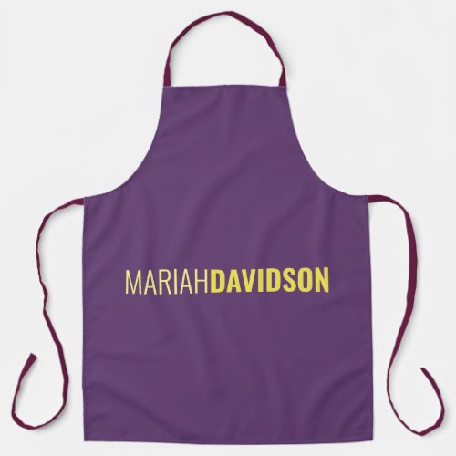 Minimalist Name Professional Indigo  Yellow Apron