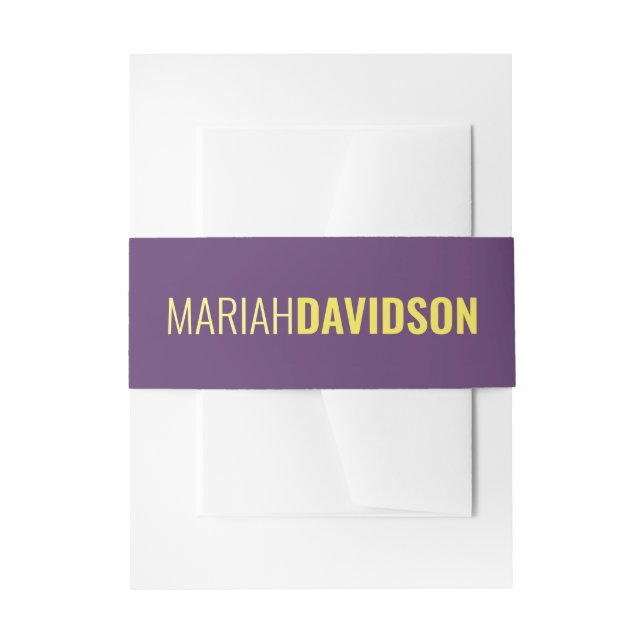 Minimalist Name Professional Indigo & Yellow Invitation Belly Band (Front Example)