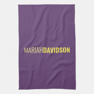 Minimalist Name Professional Indigo & Yellow Kitchen Towel