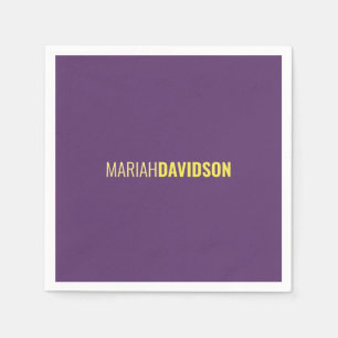 Minimalist Name Professional Indigo & Yellow Napkins