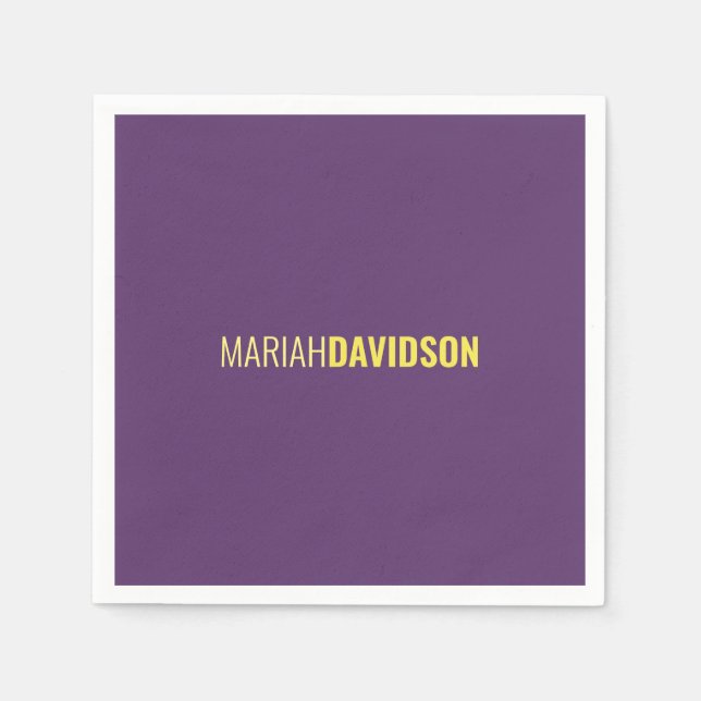 Minimalist Name Professional Indigo & Yellow Napkins (Front)
