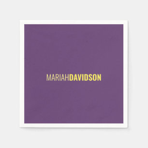 Minimalist Name Professional Indigo & Yellow Napkins