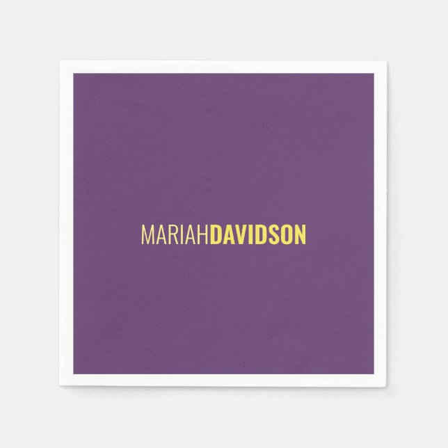 Minimalist Name Professional Indigo & Yellow Napkins (Front)