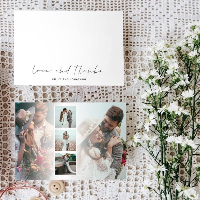 Minimalist Name Script Photo Wedding Love Thanks Note Card (Creator Uploaded)