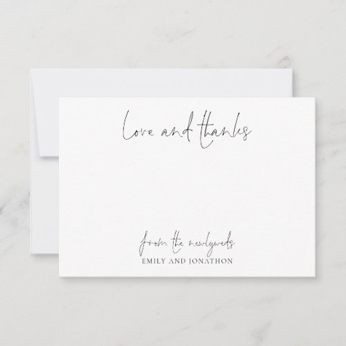 Minimalist Name Script Wedding Newlywed Thank You  Note Card