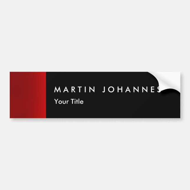 Minimalist name title black red professional bumper sticker (Front)