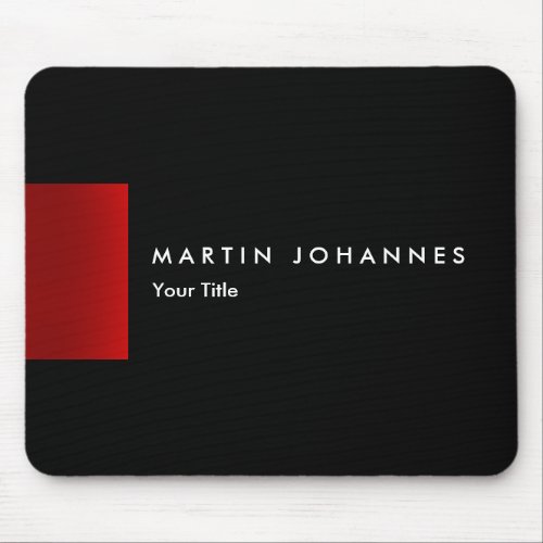 Minimalist name title black red professional mouse pad