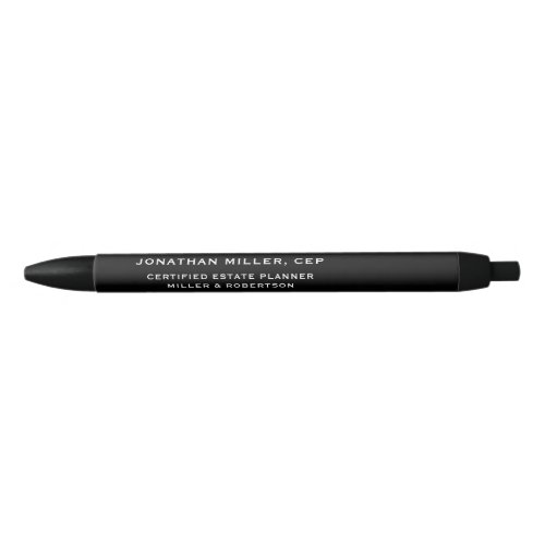 Minimalist Name Title Company Typographic Black Ink Pen
