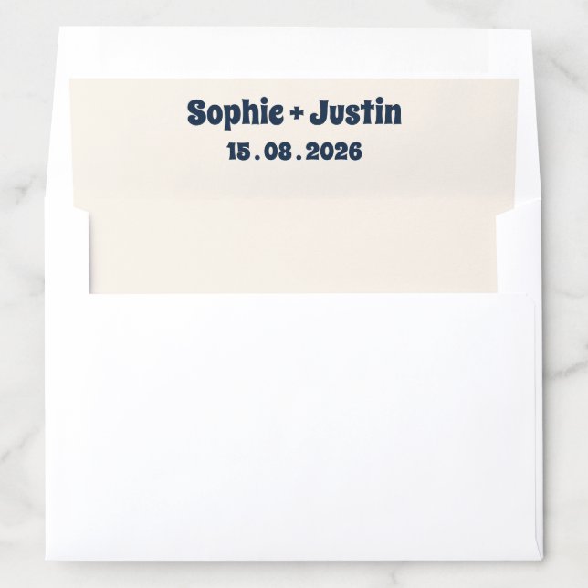 Minimalist Names & Date Wedding Envelope Liner    (In Envelope)