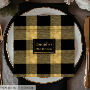 Minimalist Napkins Black Gold Chic Celebration