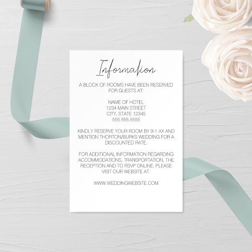 Minimalist Narcissus Wedding Enclosure Card