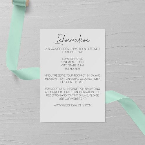 Minimalist Narcissus Wedding Enclosure Card