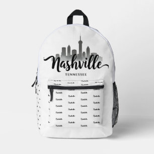 Minimalist Nashville Skyline, Tennessee City Printed Backpack