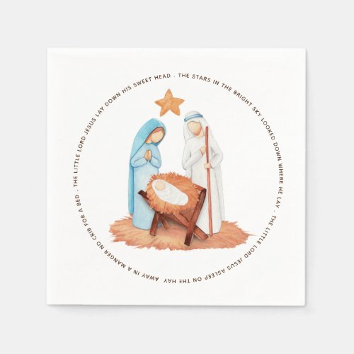 Minimalist Nativity Away In A Manger Lyrics Napkins