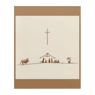 Minimalist Nativity Scene Acrylic Wall Art: Decor