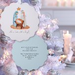 Minimalist Nativity Scene All Is Calm Christmas Ornament Card<br><div class="desc">Minimalist Nativity Scene All Is Calm Christmas. A handy all-in-one ornament and card, with a charming modern nativity scene Mary, Joseph and baby Jesus, with a line from the favorite carol Silent Night : All Is Calm All is Bright. in a stylish modern script. With your festive greeting and names...</div>