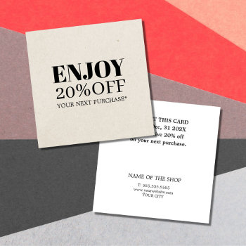 Minimalist Natural Black White Coupon by pro_business_card at Zazzle