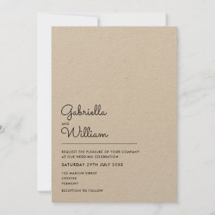 Minimalist Natural Rustic Kraft Wedding Invitation