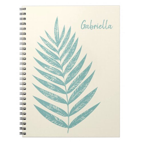 Minimalist Nature Botanical Line Teal Personalized Notebook
