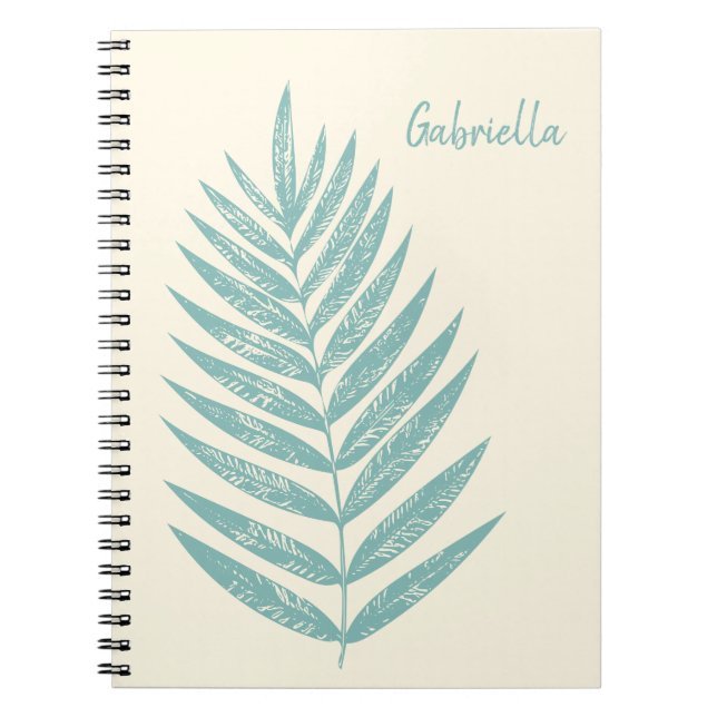 Minimalist Nature Botanical Line Teal Personalized Notebook (Front)