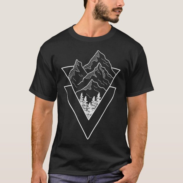 Minimalist Nature Geometric Art Design T-Shirt (Front)