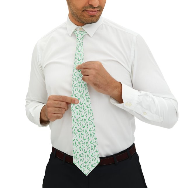 Minimalist nature | Green leaves Pattern  Neck Tie (Creator Uploaded)
