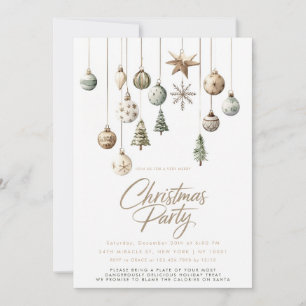 Minimalist Nature Rustic Simple Christmas Party Invitation