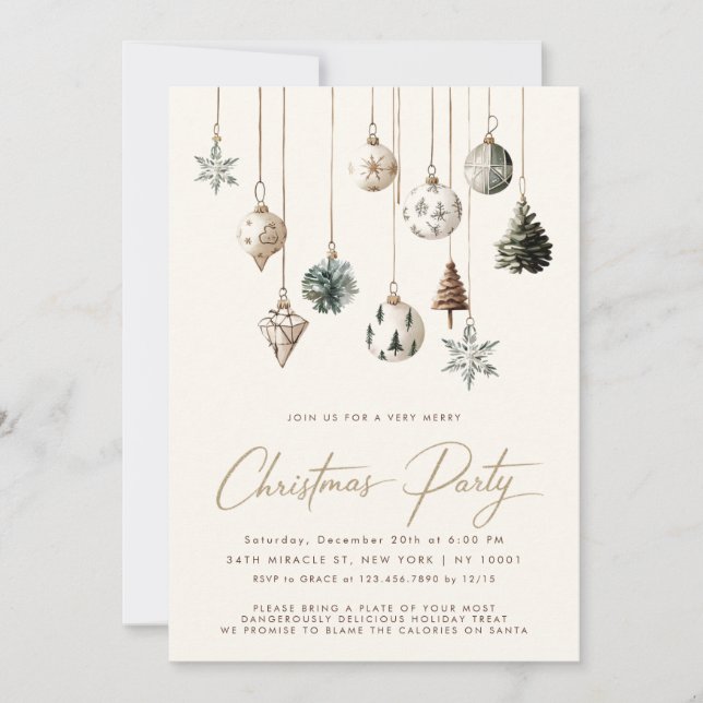Minimalist Nature Simple Rustic Christmas Party Invitation (Front)