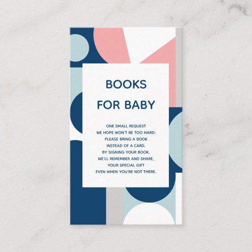 Minimalist Nautical Baby Shower Books For Baby Enclosure Card - Modern Abstract Minimalist Nautical Baby Shower Invitation  features geometric shapes creating modern, minimalist look for girl baby shower. 
Message me if you need any adjustments