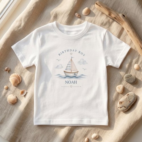 Minimalist Nautical Birthday Sailboat Coastal  Toddler T-shirt