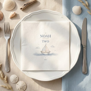 Minimalist Nautical Birthday Sailboat Party Napkins