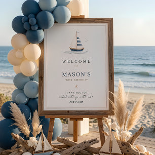 Minimalist Nautical Birthday Welcome Sign