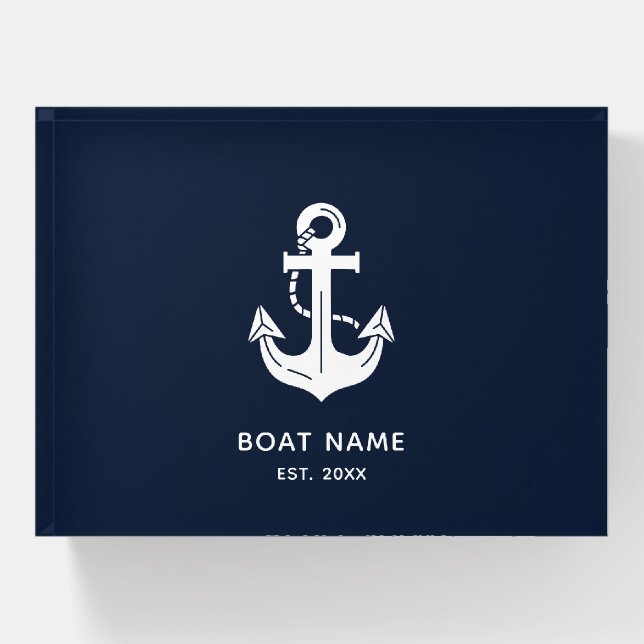 Minimalist Nautical Boat Year Est Paperweight (Front)