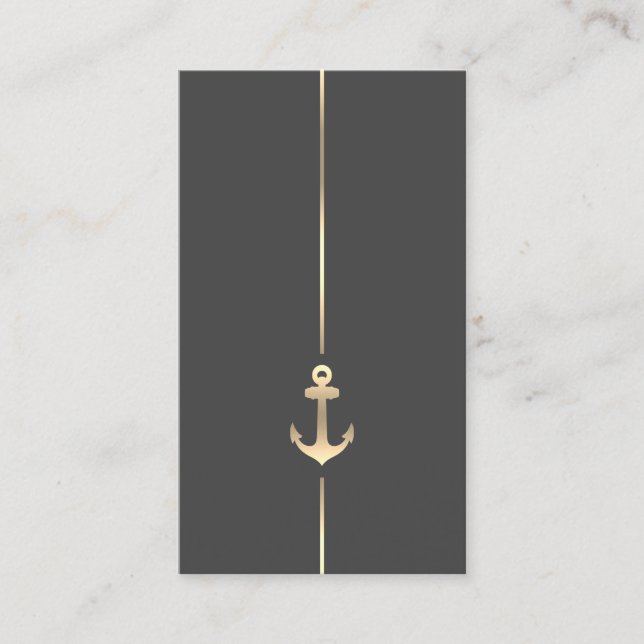 Minimalist Nautical Gold Anchor Business Card (Front)
