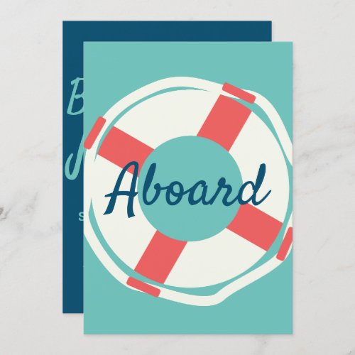 Minimalist Nautical Life Saver Aboard Round Invitation